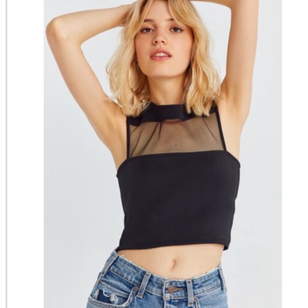 Silence + Noise Zee Cut-In Mesh Tank Top (Black)